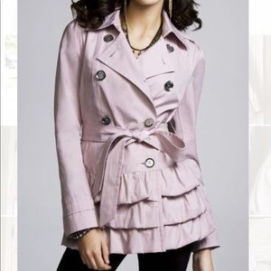 Express Ruffled Bottom Belted Trench Coat